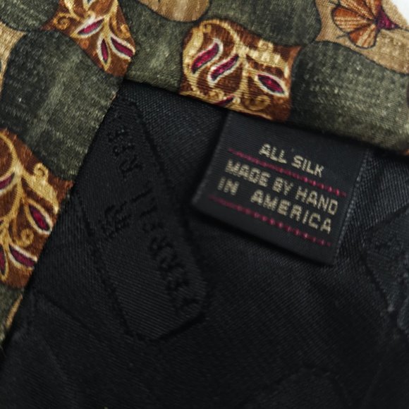 Ferrell Reed for Mark Shale Men Tie 100% Silk Geometric Green Multi 60x4 - NWOT - Picture 4 of 6